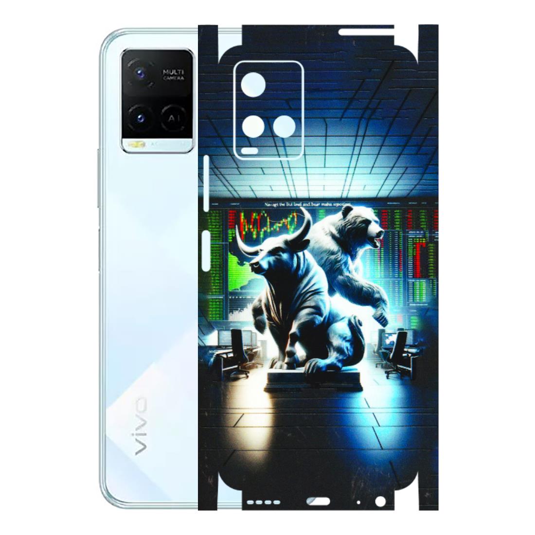 VIVO Y Series Phone Skins (All Models) - Stock Market Sensex Bear vs Bulls - 3D Embossed Finish (L-15) Vivo Y21E 5G