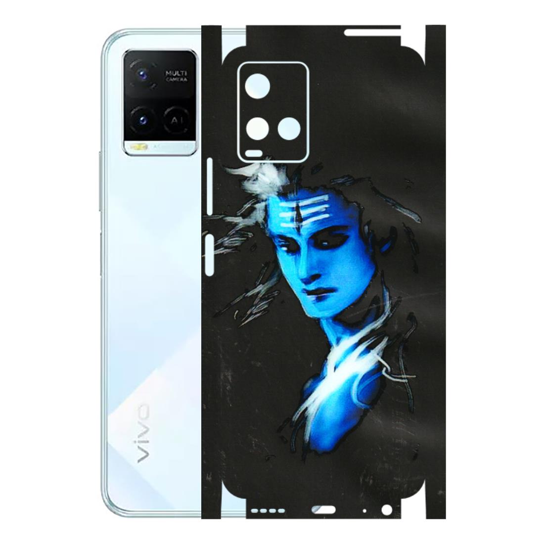 VIVO Y Series Phone Skins (All Models) - Har Har Mahadev Blue/Black - 3D Embossed Finish (L-185) Vivo Y21E 5G