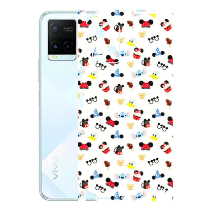 VIVO Y Series Phone Skins (All Models) - Minnie Mouse & Donald Doodles s - 3D Embossed Finish (L-194) Vivo Y21E 5G
