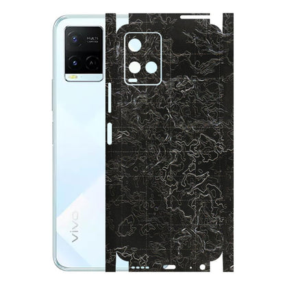 VIVO Y Series Phone Skins (All Models) - Black map Texture - 3D Embossed Finish (L-201) Vivo Y21E 5G