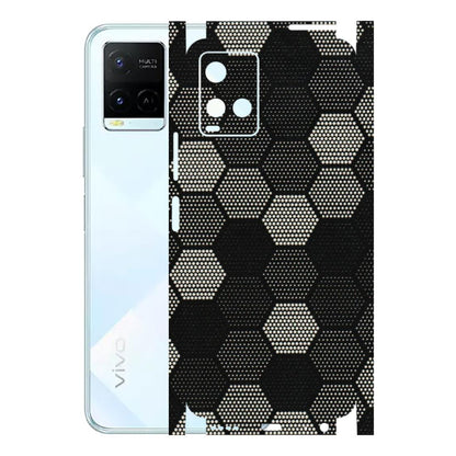 VIVO Y Series Phone Skins (All Models) - Black & White Dotted Honeycomb Texture - 3D Embossed Finish (L-202) Vivo Y21E 5G