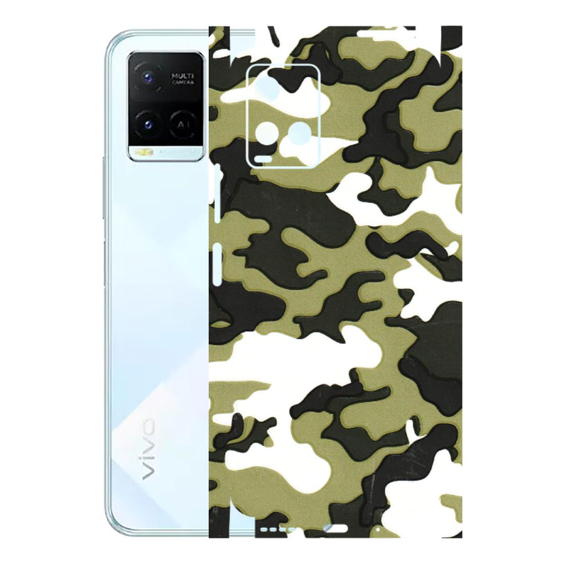VIVO Y Series Phone Skins (All Models) - Camouflages White And Green - 3D Embossed Finish (L-243) Vivo Y21E 5G