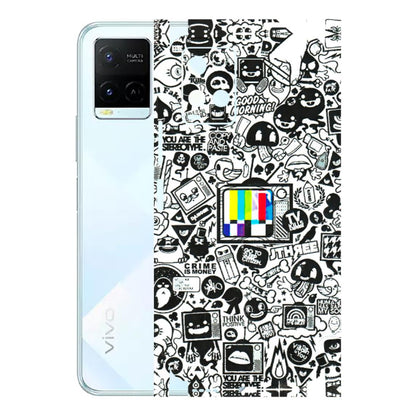 VIVO Y Series Phone Skins (All Models) - Doodles Positive Art - 3D Embossed Finish (L-263) Vivo Y21E 5G