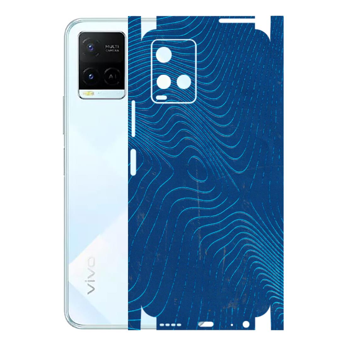 VIVO Y Series Phone Skins (All Models) - Abstract Blue Line Map - 3D Embossed Finish (L-272) Vivo Y21E 5G