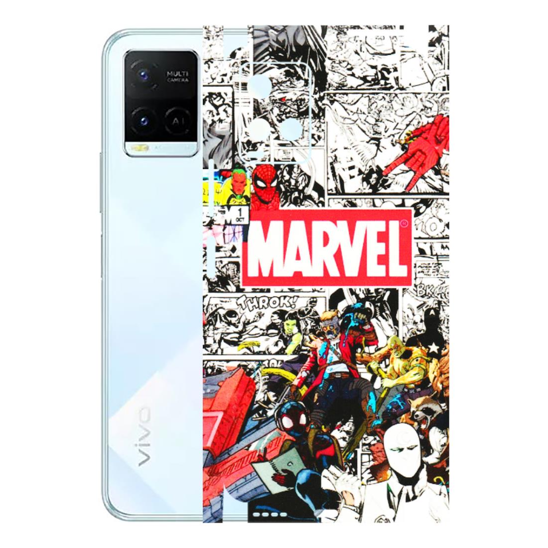 VIVO Y Series Phone Skins (All Models) - Marvel Colorful Comic - 3D Embossed Finish (L-64) Vivo Y21E 5G