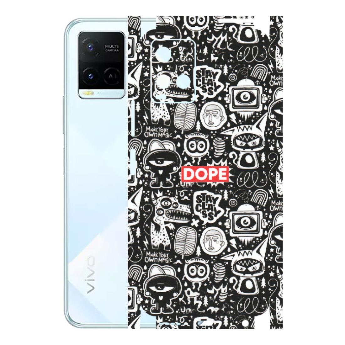 VIVO Y Series Phone Skins (All Models) - Dope Stay Classy Black Doodles - Matte Finish (M-126) Vivo Y21E 5G