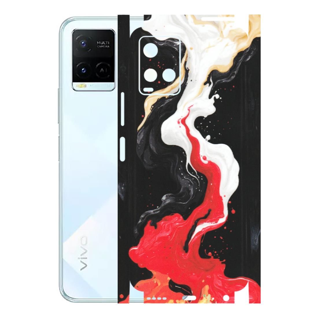 VIVO Y Series Phone Skins (All Models) - Black Red White Paint Splash Fusion - Matte Finish (M-56) Vivo Y21E 5G