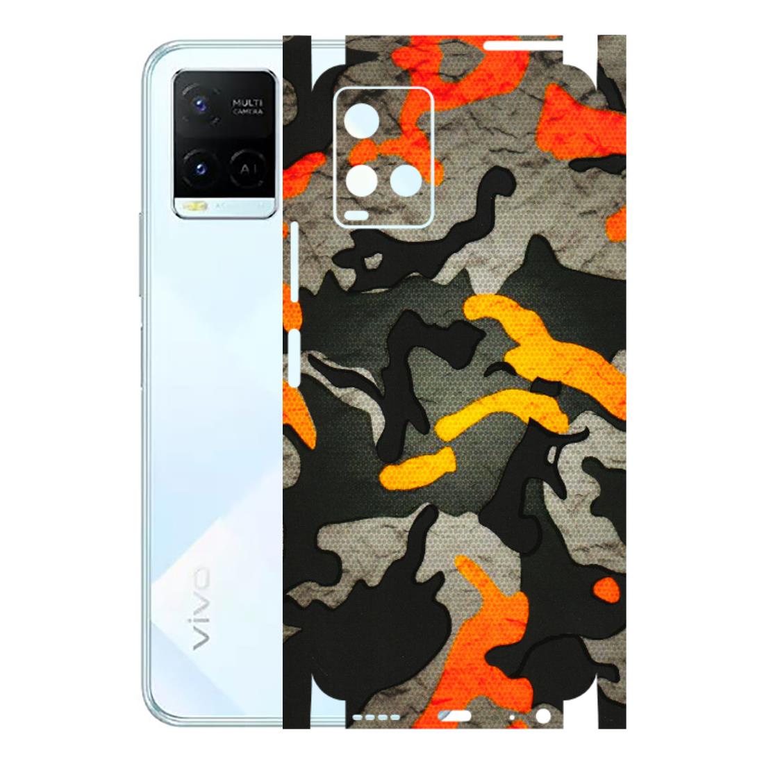 VIVO Y Series Phone Skins (All Models) - Orange Camouflage - 3D Embossed Finish (L-204) Vivo Y21E