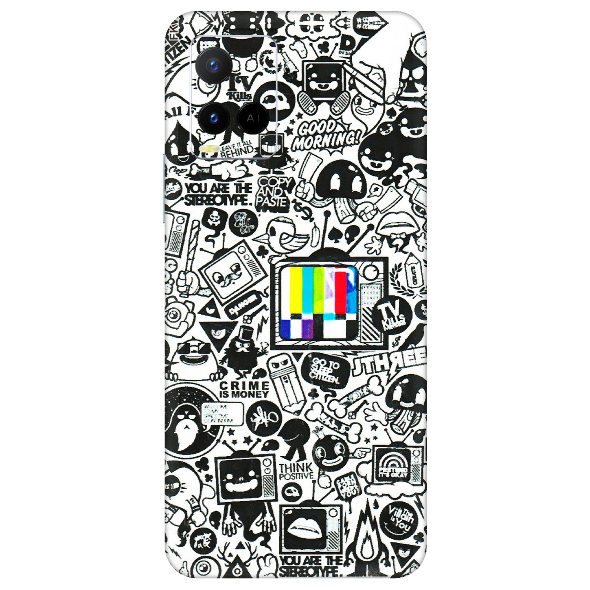 VIVO Y Series Phone Skins (All Models) - Doodles Positive Art - 3D Embossed Finish (L-263) Vivo Y21 G