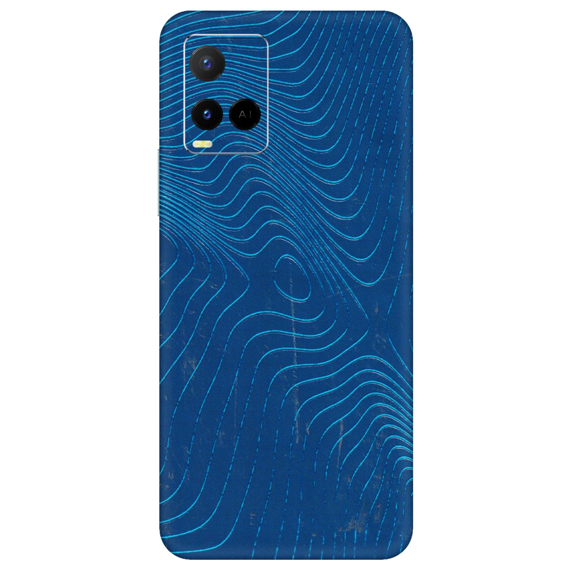 VIVO Y Series Phone Skins (All Models) - Abstract Blue Line Map - 3D Embossed Finish (L-272) Vivo Y21 G