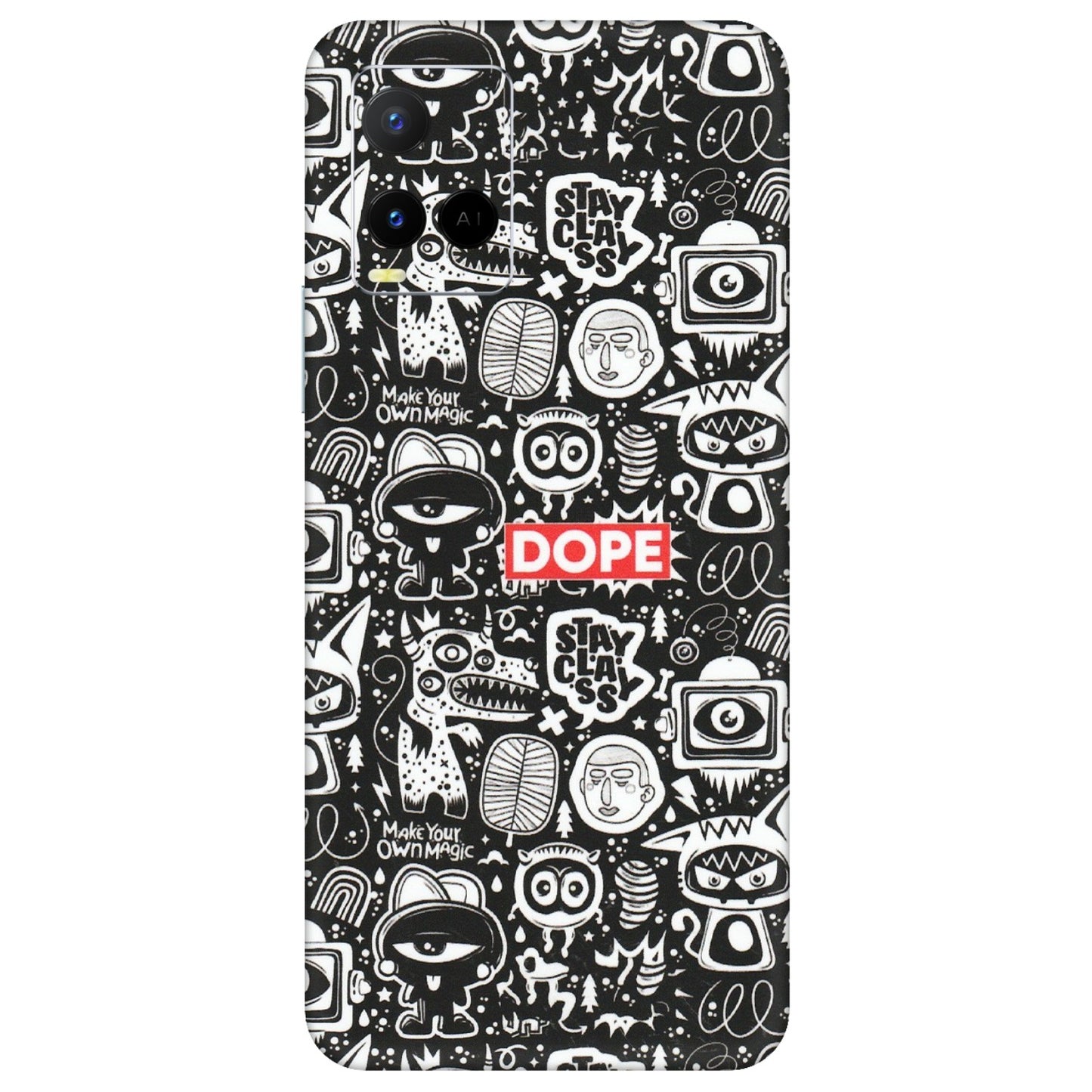 VIVO Y Series Phone Skins (All Models) - Dope Stay Classy Black Doodles - Matte Finish (M-126) Vivo Y21 G