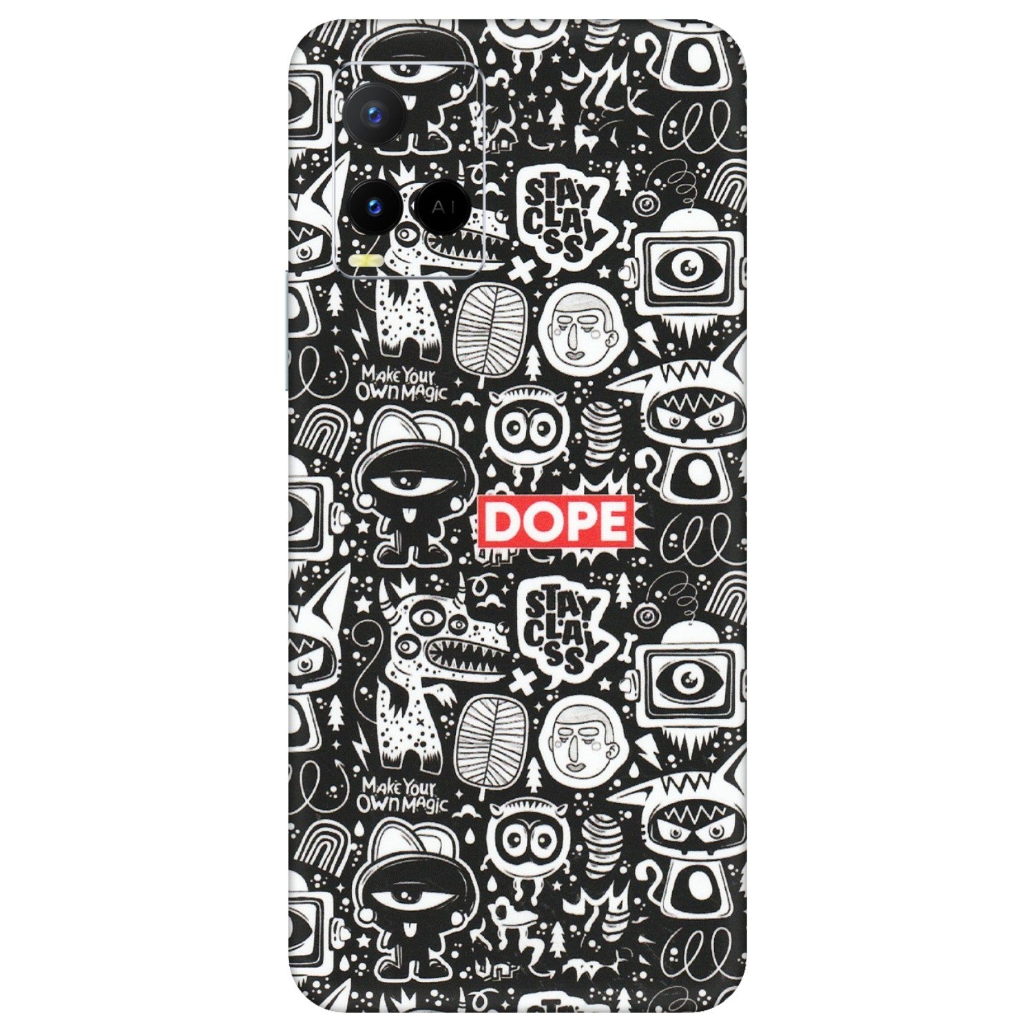 VIVO Y Series Phone Skins (All Models) - Dope Stay Classy Black Doodles - Matte Finish (M-126) Vivo Y21 G
