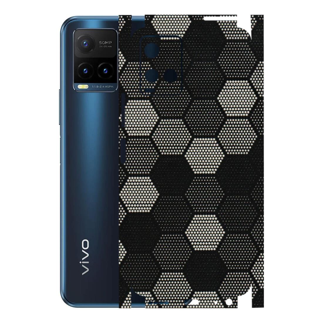 VIVO Y Series Phone Skins (All Models) - Black & White Dotted Honeycomb Texture - 3D Embossed Finish (L-202) Vivo Y21T