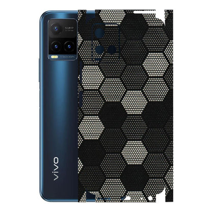 VIVO Y Series Phone Skins (All Models) - Black & White Dotted Honeycomb Texture - 3D Embossed Finish (L-202) Vivo Y21T