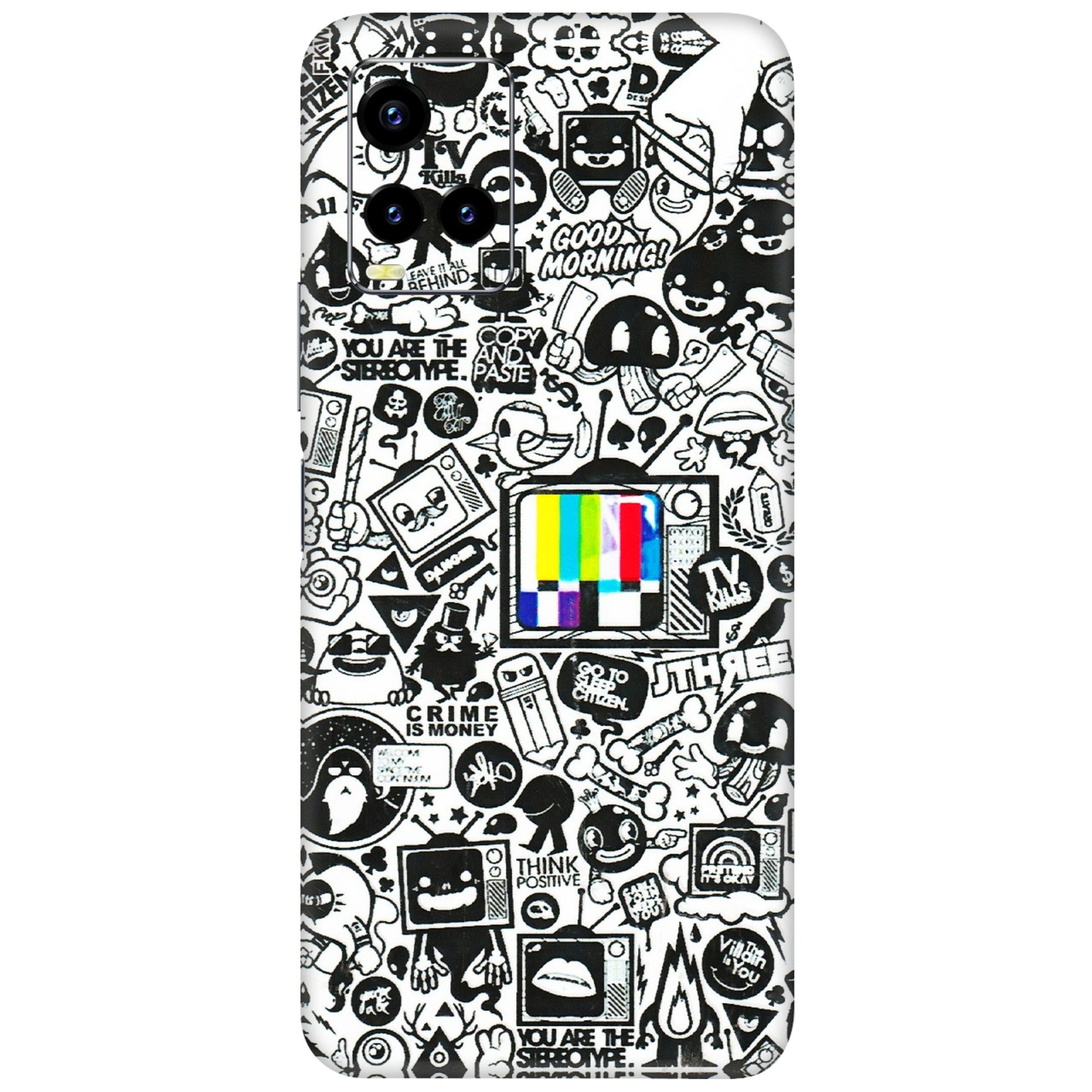 VIVO Y Series Phone Skins (All Models) - Doodles Positive Art - 3D Embossed Finish (L-263) Vivo Y21T