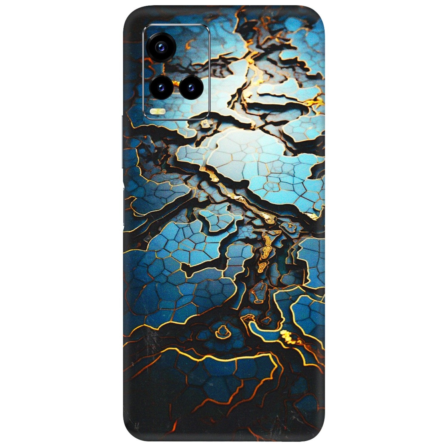 VIVO Y Series Phone Skins (All Models) - Blue Gold Abstract - 3D Embossed Finish (L-11) Vivo Y21 2021