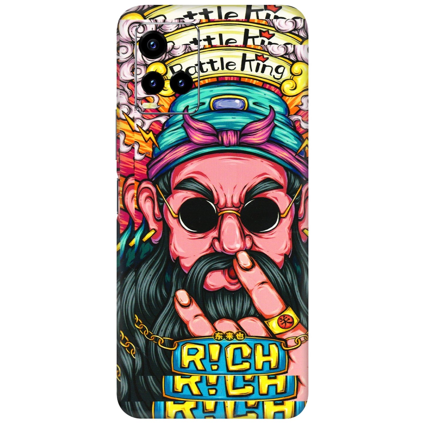 VIVO Y Series Phone Skins (All Models) - Battle King Dude Face - 3D Embossed Finish (L-178) Vivo Y21 2021