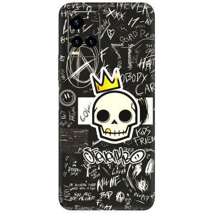 VIVO Y Series Phone Skins (All Models) - Funny Skull Black Chalk Grafitti - 3D Embossed Finish (L-22) Vivo Y21 2021