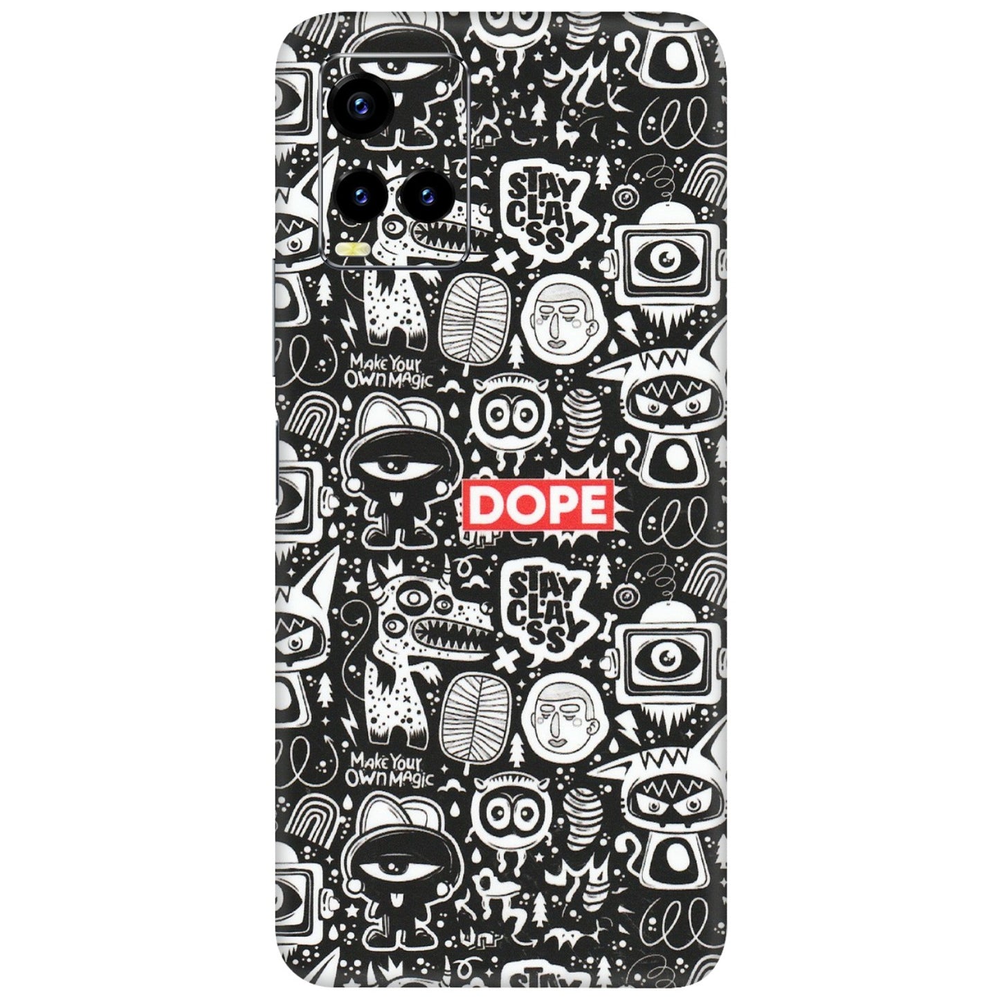 VIVO Y Series Phone Skins (All Models) - Dope Stay Classy Black Doodles - Matte Finish (M-126) Vivo Y21 2021