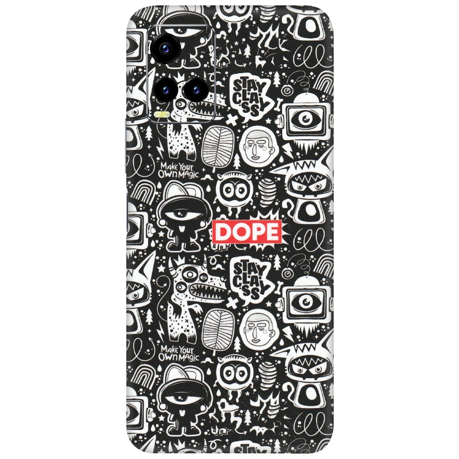 VIVO Y Series Phone Skins (All Models) - Dope Stay Classy Black Doodles - Matte Finish (M-126) Vivo Y21 2021