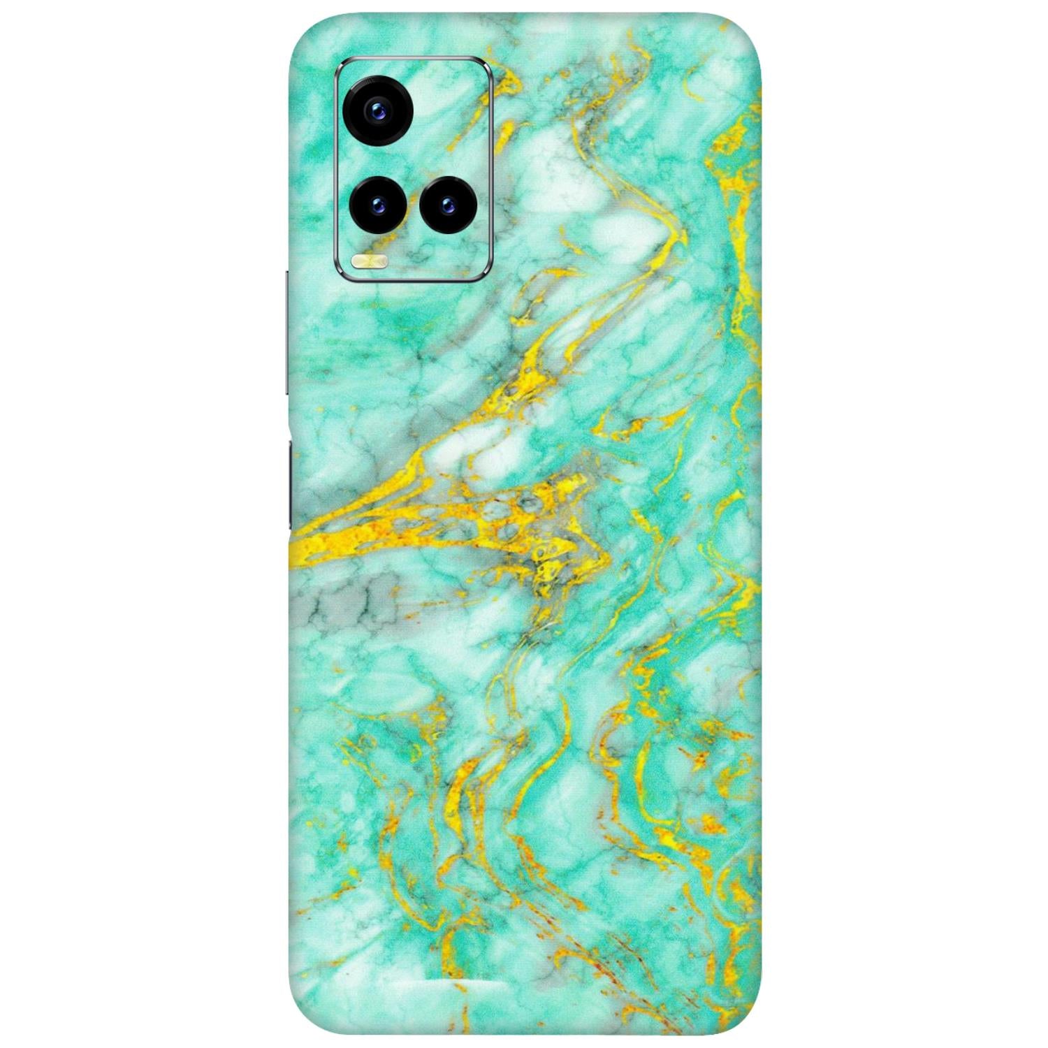 VIVO Y Series Phone Skins (All Models) - Green And Gold Marble Feel - Matte Finish (M-16) Vivo Y21 2021