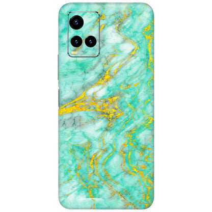 VIVO Y Series Phone Skins (All Models) - Green And Gold Marble Feel - Matte Finish (M-16) Vivo Y21 2021