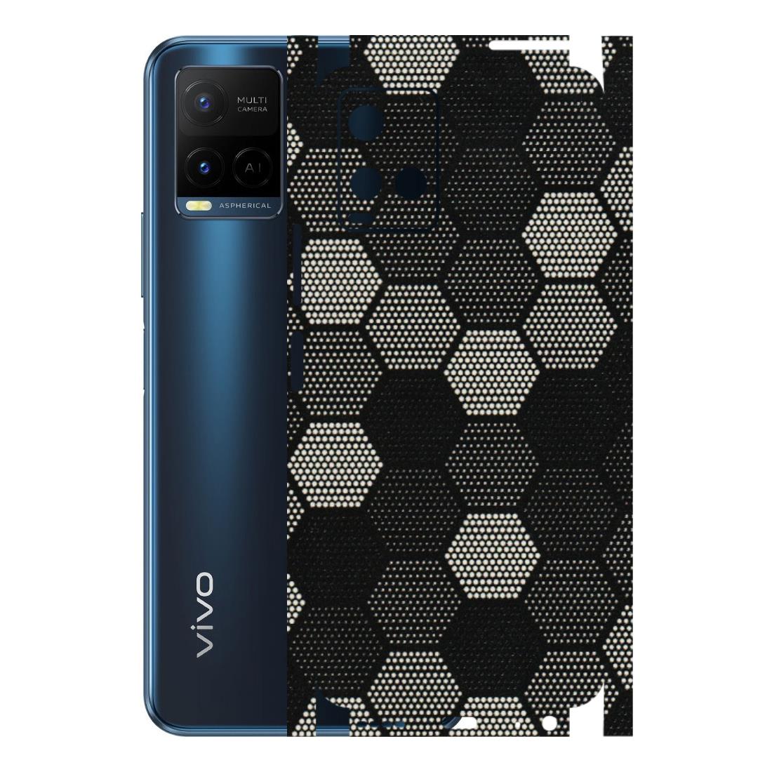 VIVO Y Series Phone Skins (All Models) - Black & White Dotted Honeycomb Texture - 3D Embossed Finish (L-202) Vivo Y21 G