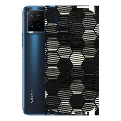 VIVO Y Series Phone Skins (All Models) - Black & White Dotted Honeycomb Texture - 3D Embossed Finish (L-202) Vivo Y21 G