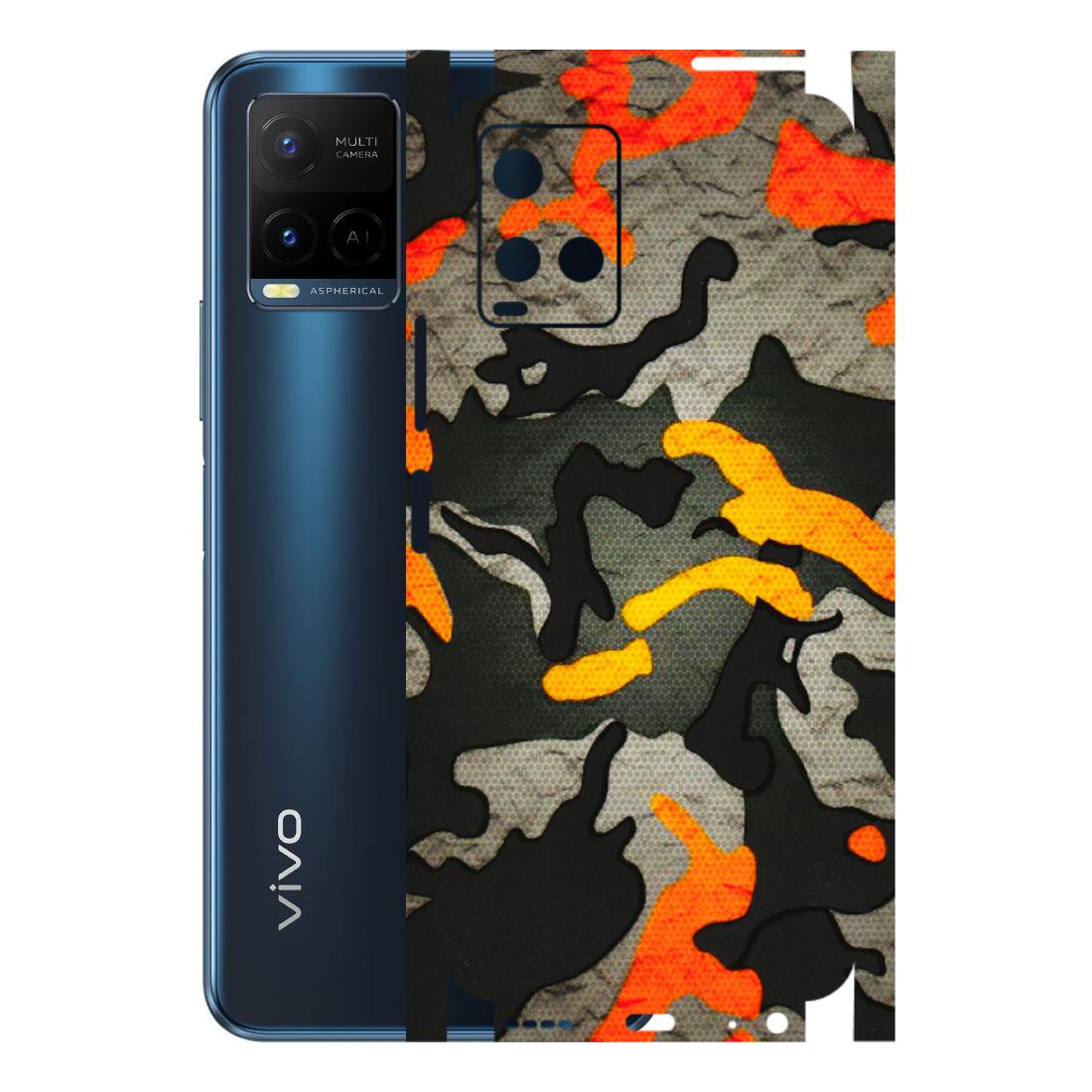 VIVO Y Series Phone Skins (All Models) - Orange Camouflage - 3D Embossed Finish (L-204) Vivo Y21 G
