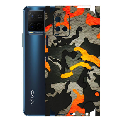 VIVO Y Series Phone Skins (All Models) - Orange Camouflage - 3D Embossed Finish (L-204) Vivo Y21 G