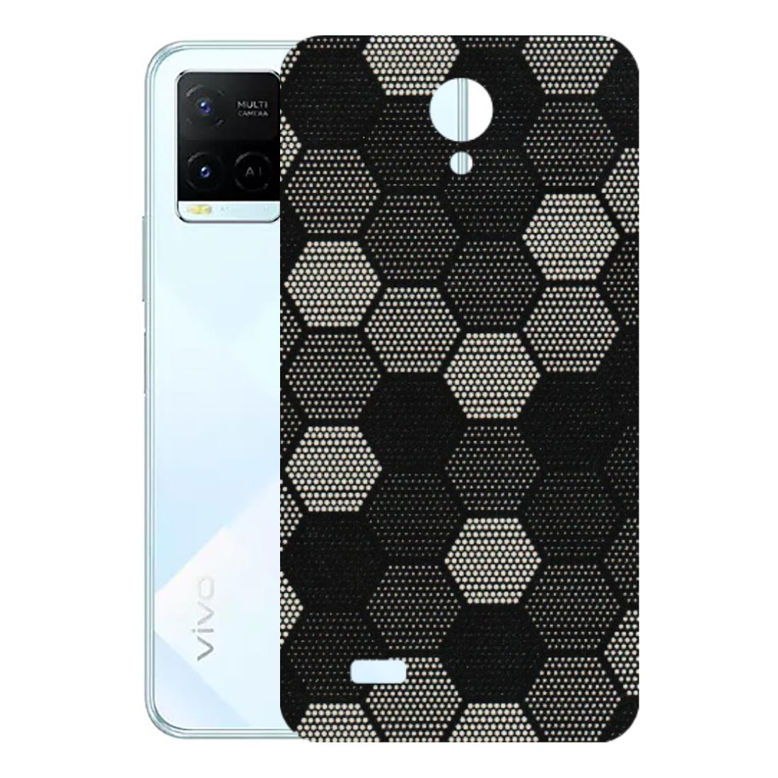 VIVO Y Series Phone Skins (All Models) - Black & White Dotted Honeycomb Texture - 3D Embossed Finish (L-202) Vivo Y21