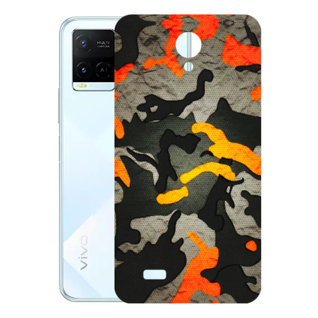 VIVO Y Series Phone Skins (All Models) - Orange Camouflage - 3D Embossed Finish (L-204) Vivo Y21
