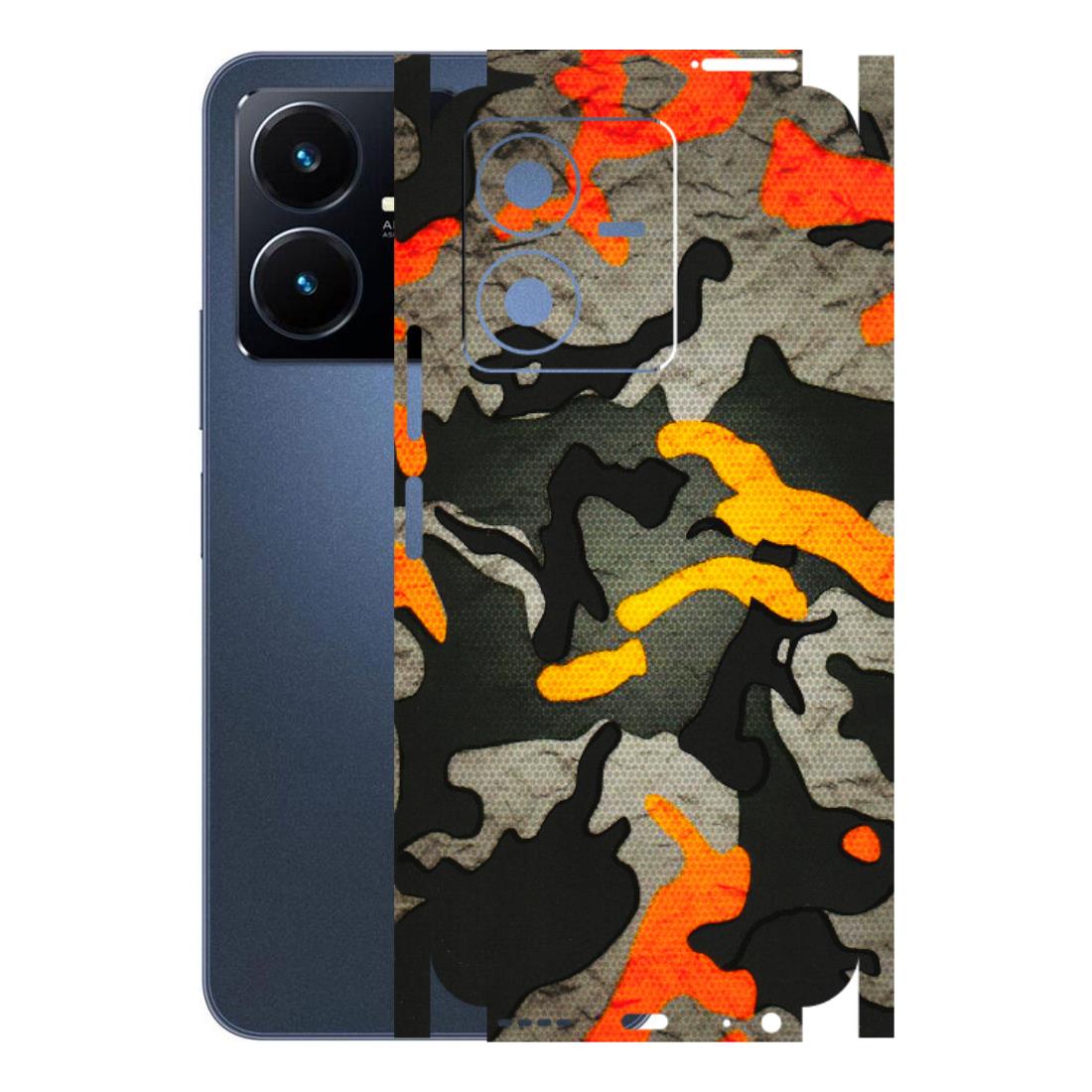 VIVO Y Series Phone Skins (All Models) - Orange Camouflage - 3D Embossed Finish (L-204) Vivo Y22 2022