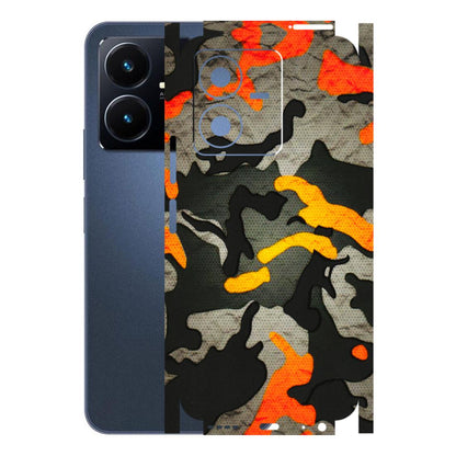VIVO Y Series Phone Skins (All Models) - Orange Camouflage - 3D Embossed Finish (L-204) Vivo Y22 2022