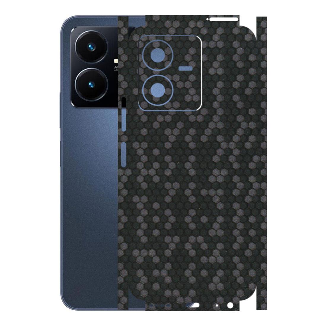 VIVO Y Series Phone Skins (All Models) - Black Grey Honeycomb Sober - 3D Embossed Finish (L-85) Vivo Y22 2022
