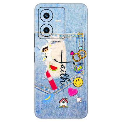 VIVO Y Series Phone Skins (All Models) - Denim Jeans Pocket - 3D Embossed Finish (L-134) Vivo Y22 2022