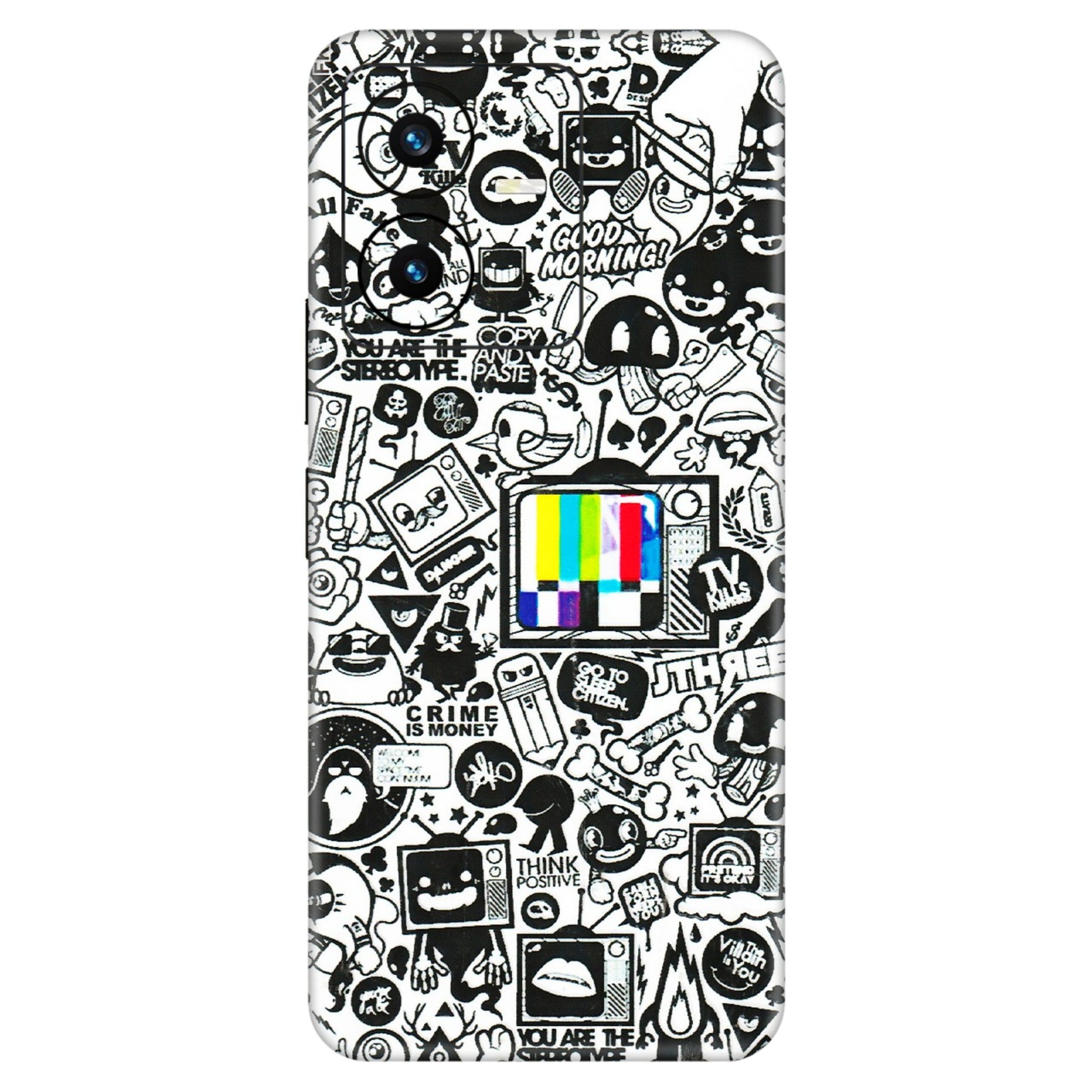 VIVO Y Series Phone Skins (All Models) - Doodles Positive Art - 3D Embossed Finish (L-263) Vivo Y22 2022