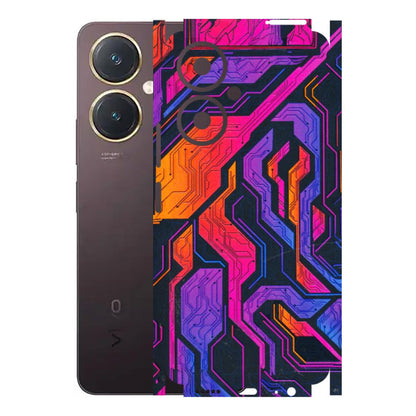 VIVO Y Series Phone Skins (All Models) - Tech Circuits Futuristic - 3D Embossed Finish (L-07) Vivo Y27 4G