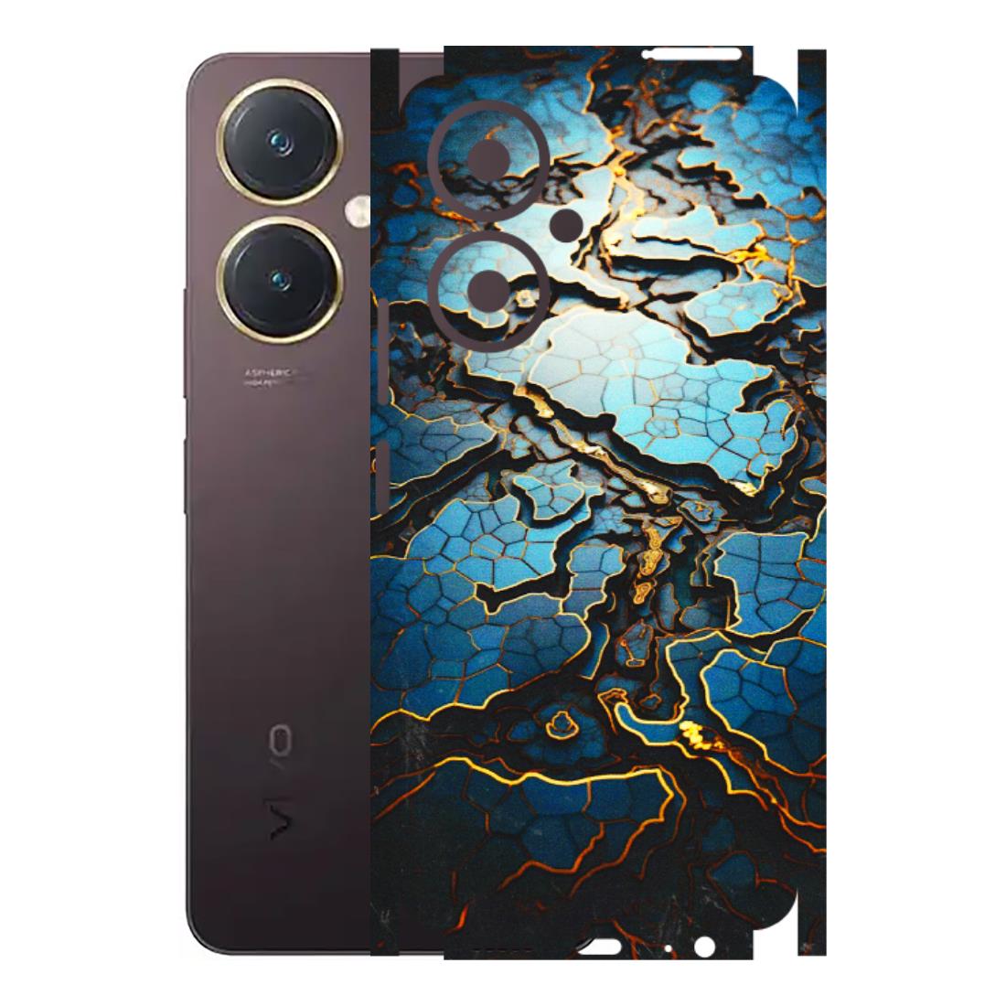 VIVO Y Series Phone Skins (All Models) - Blue Gold Abstract - 3D Embossed Finish (L-11) Vivo Y27 4G