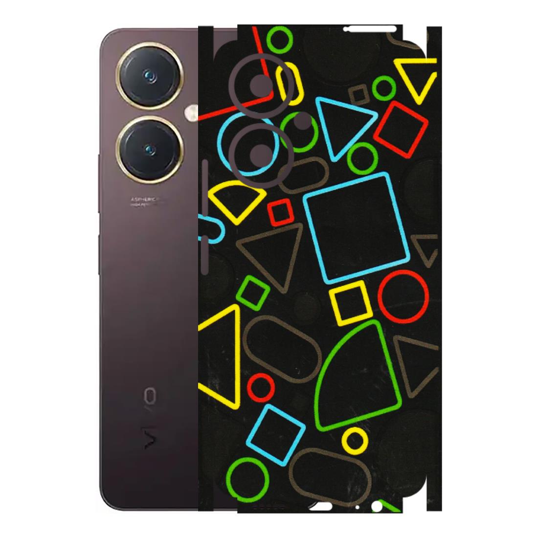 VIVO Y Series Phone Skins (All Models) - Black Shapes - 3D Embossed Finish (L-131) Vivo Y27 4G