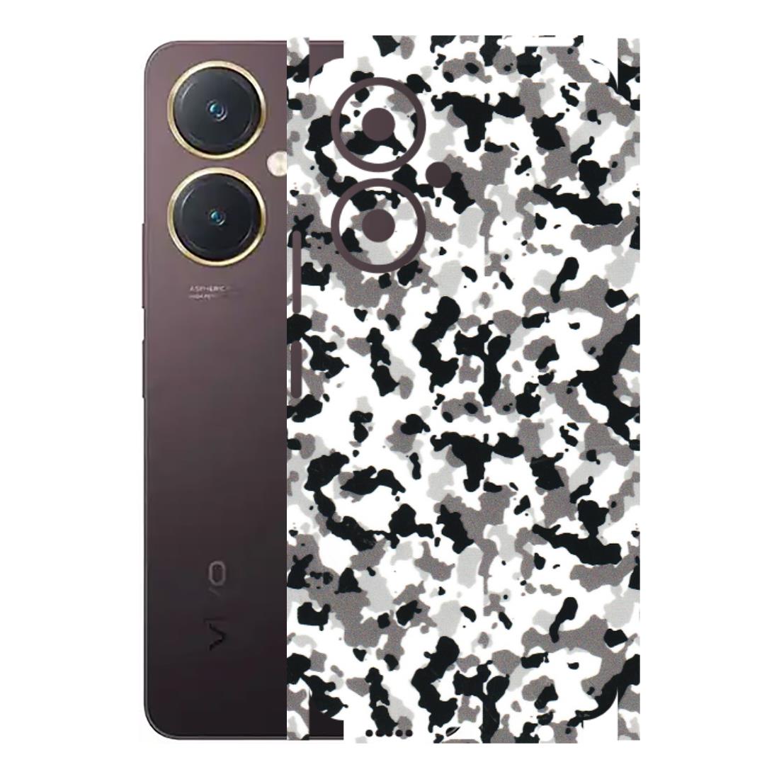 VIVO Y Series Phone Skins (All Models) - White Black Camouflage - 3D Embossed Finish (L-18) Vivo Y27 4G