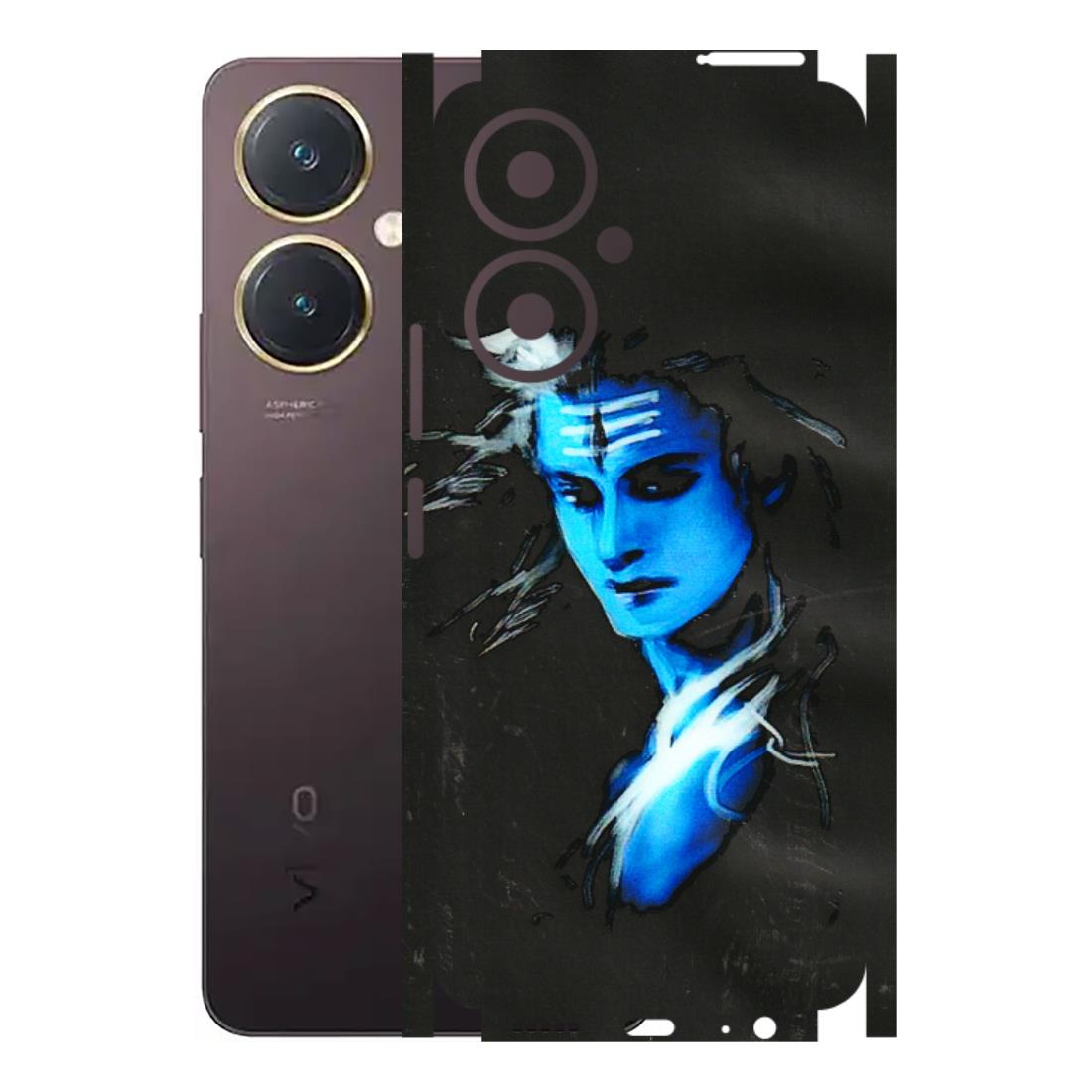 VIVO Y Series Phone Skins (All Models) - Har Har Mahadev Blue/Black - 3D Embossed Finish (L-185) Vivo Y27 4G