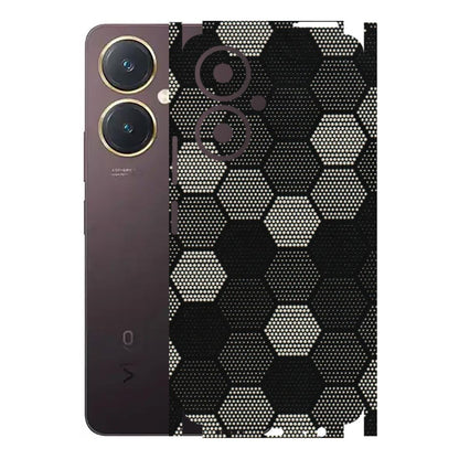VIVO Y Series Phone Skins (All Models) - Black & White Dotted Honeycomb Texture - 3D Embossed Finish (L-202) Vivo Y27 4G