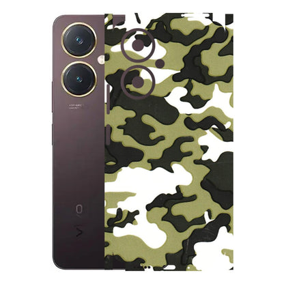 VIVO Y Series Phone Skins (All Models) - Camouflages White And Green - 3D Embossed Finish (L-243) Vivo Y27 4G