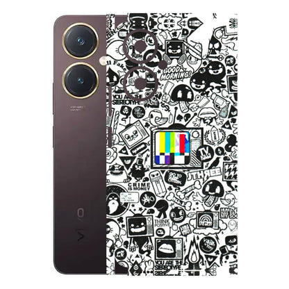 VIVO Y Series Phone Skins (All Models) - Doodles Positive Art - 3D Embossed Finish (L-263) Vivo Y27 4G