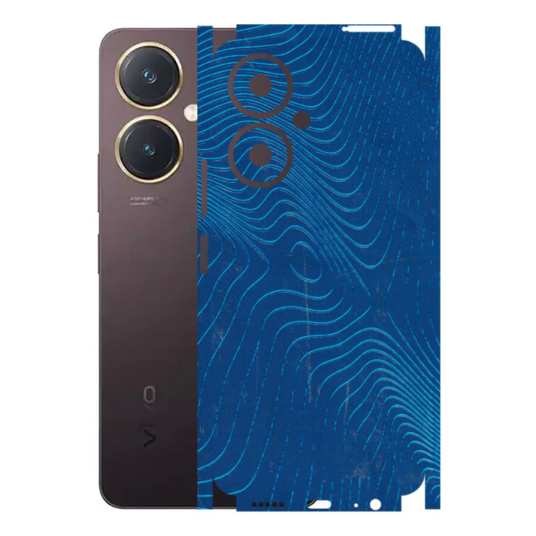 VIVO Y Series Phone Skins (All Models) - Abstract Blue Line Map - 3D Embossed Finish (L-272) Vivo Y27 4G