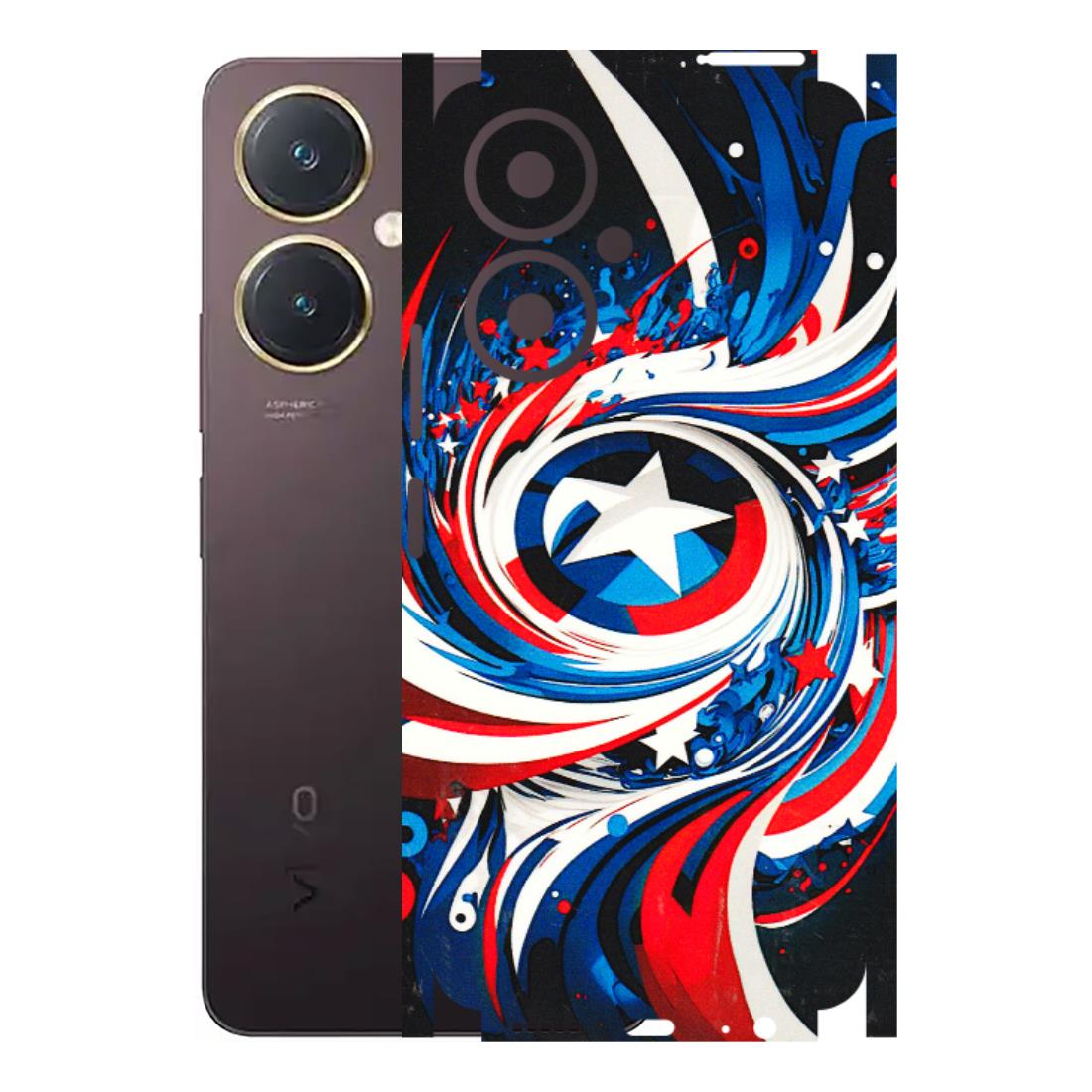 VIVO Y Series Phone Skins (All Models) - Captain America Logo - 3D Embossed Finish (L-307) Vivo Y27 4G