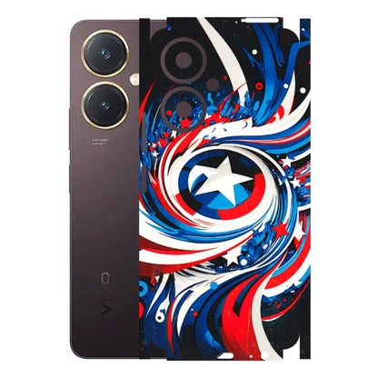 VIVO Y Series Phone Skins (All Models) - Captain America Logo - 3D Embossed Finish (L-307) Vivo Y27 4G
