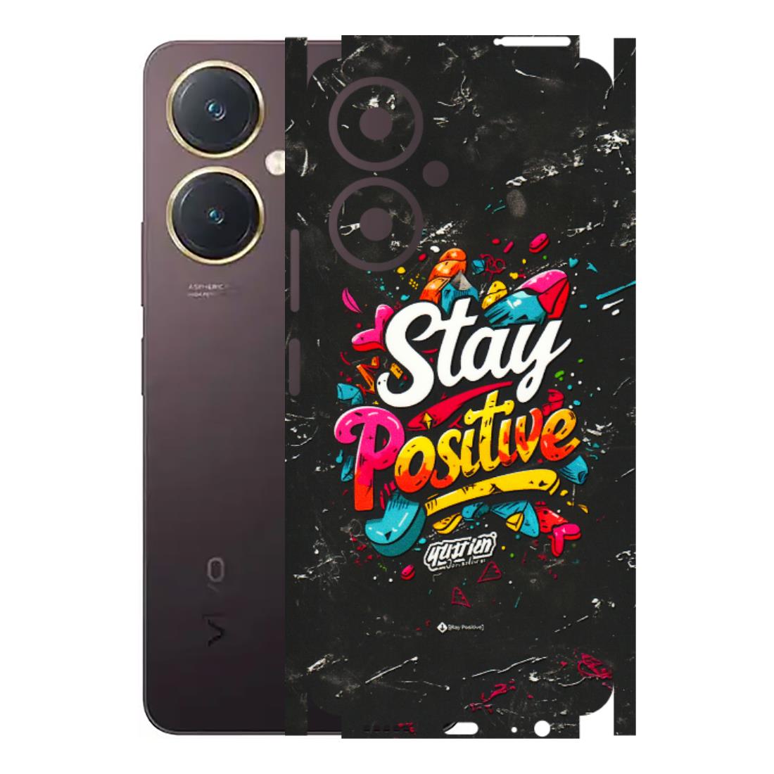 VIVO Y Series Phone Skins (All Models) - Stay Positive Black - 3D Embossed Finish (L-31) Vivo Y27 4G