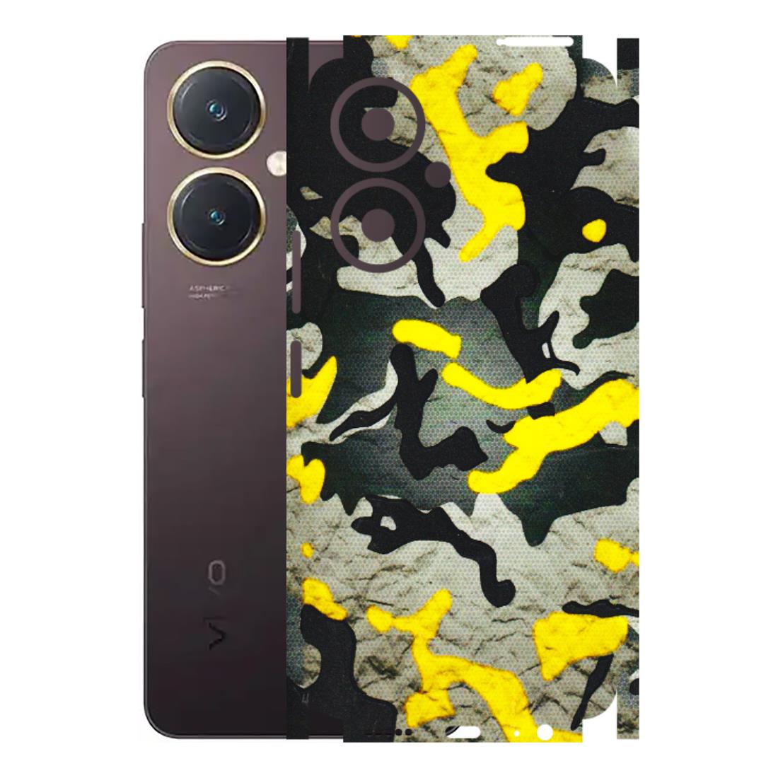 VIVO Y Series Phone Skins (All Models) - Yellow Camouflage - 3D Embossed Finish (L-61) Vivo Y27 4G